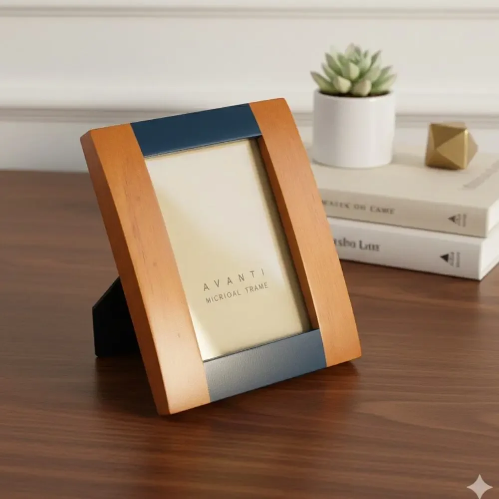 Avanti Original · Wood Picture Frame · Color Block · Blue & Brown · 4x6